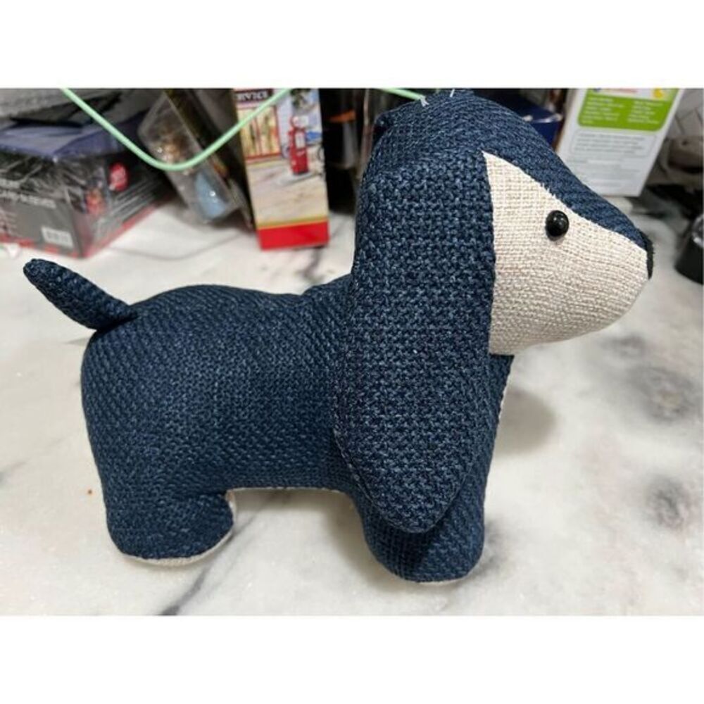 Woodland Critters dachshund Blue and Cream Weighted Doorstop Aldi 2021 HTF